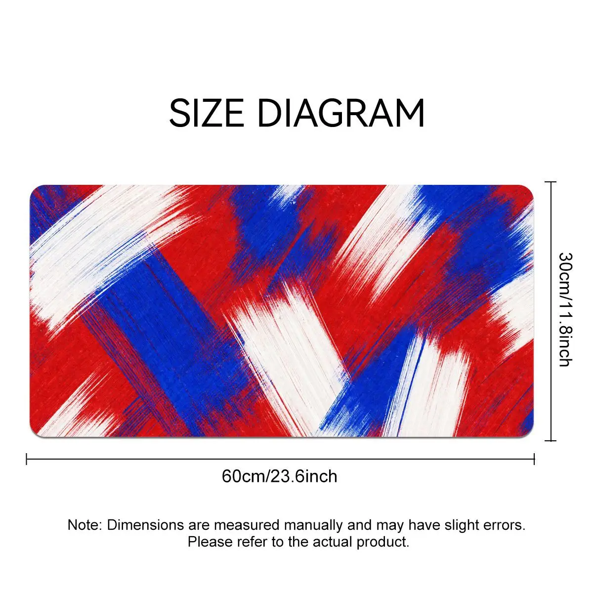 Abstract Red White Blue Brush Mouse Pad, Modern Art Non-Slip Rubber Desk Mat, Smooth Control Keyboard Pad for Gaming & Office