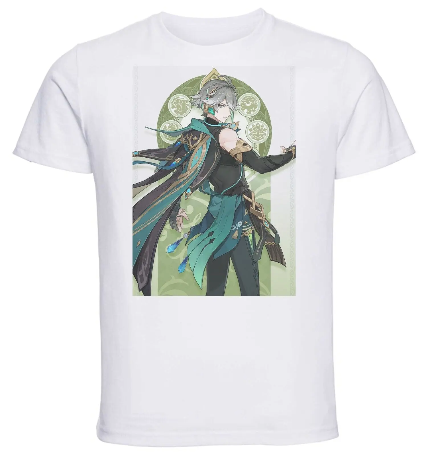 Unisex White Video Game T-Shirt - Genshin Impact - Alhaitham-