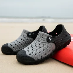 Letnie sportowe męskie sandały z otworami na co dzień buty na plażę wygodne, oddychające sandały wygodne kapcie Unisex z miękką podeszwą Eva