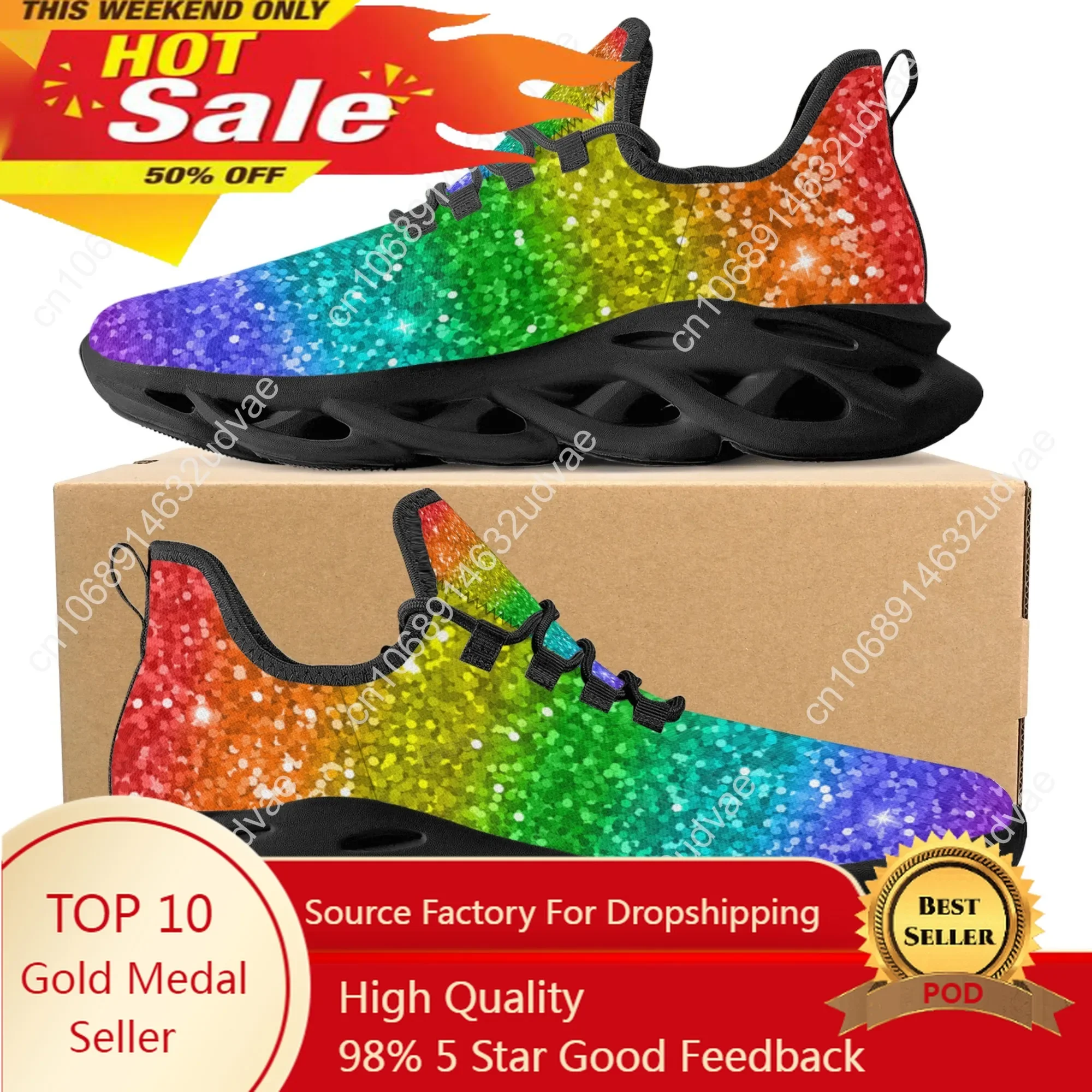 

Colorful Rainbow Design Fashion Hot Sneakers Mens Womens Teenagers Breathable Mesh Casual Running Shoes Lace-Up Basketball Shoe