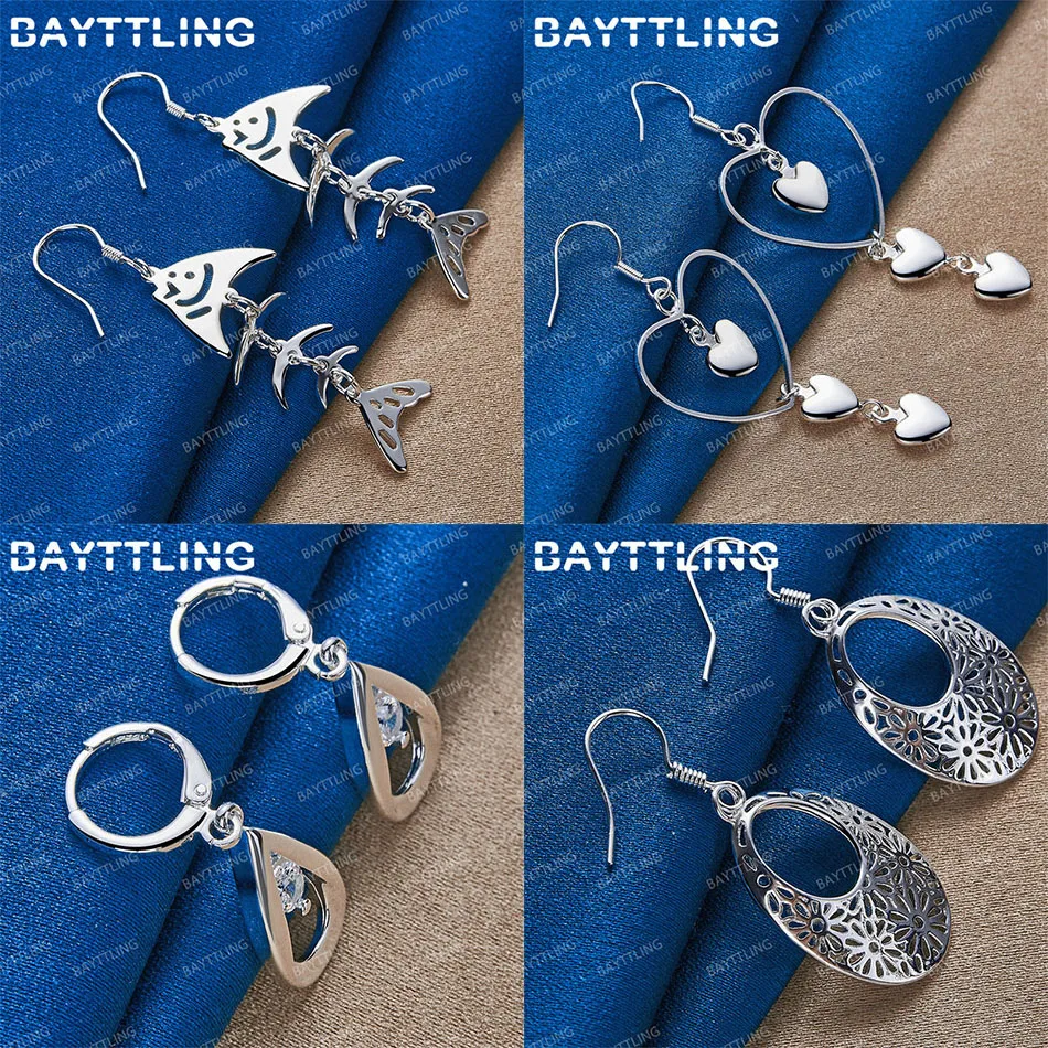 

925 Sterling Silver Delicate Heart Shaped Teardrop Pendant Earrings Women Wedding Jewelry Accessories Party Gift