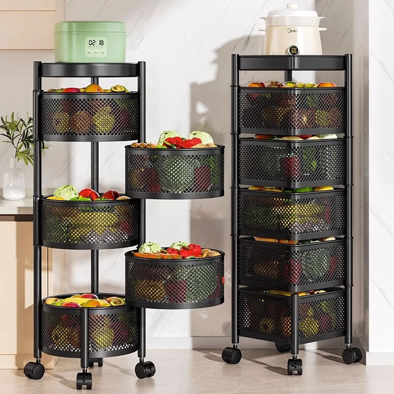 

Multilayer Cast Iron Kitchen Rack with Wheels Movable Stand Spice Storage Shelf Vegetable Rack Easy Installation Storage Holder