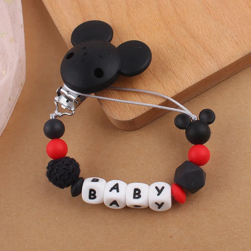 Chupete con letras en inglés y nombre personalizado para niños pequeños, Clips para chupete, soporte de cadena para pezones, juguete para masticar para dentición de bebé, regalo de Ducha