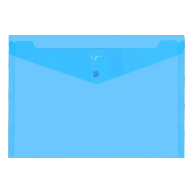 1pc Comix A3 A4 A6 Check Size PP Button Bag Envelop Button File Folder Clear Document Folders Waterproof For School Home Office