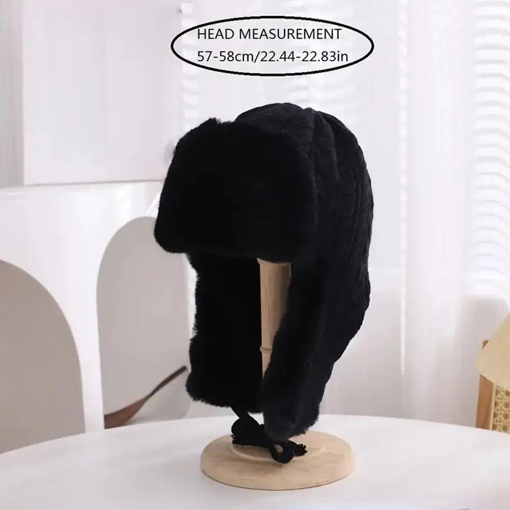 Y2k gorro trapper neve esqui chapéu de pelúcia malha engrossado lei feng chapéu calor estendido proteção de orelha chapéu tie-fixado capuz boné
