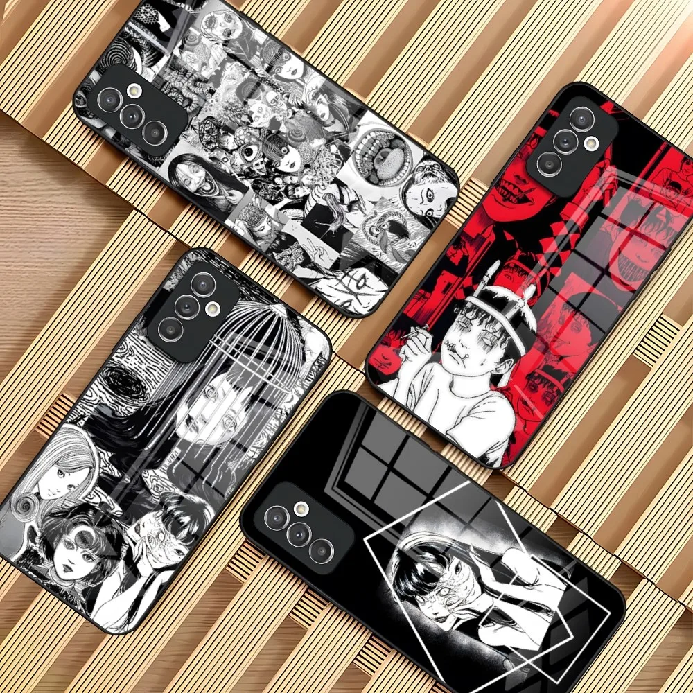 Junji Ito Terror Horror Phone Case For Samsung S24 S23 S21 S20 S22 A24 A34 A54 A53 Note 20 Pro Ultra Plus Glass Back Cover