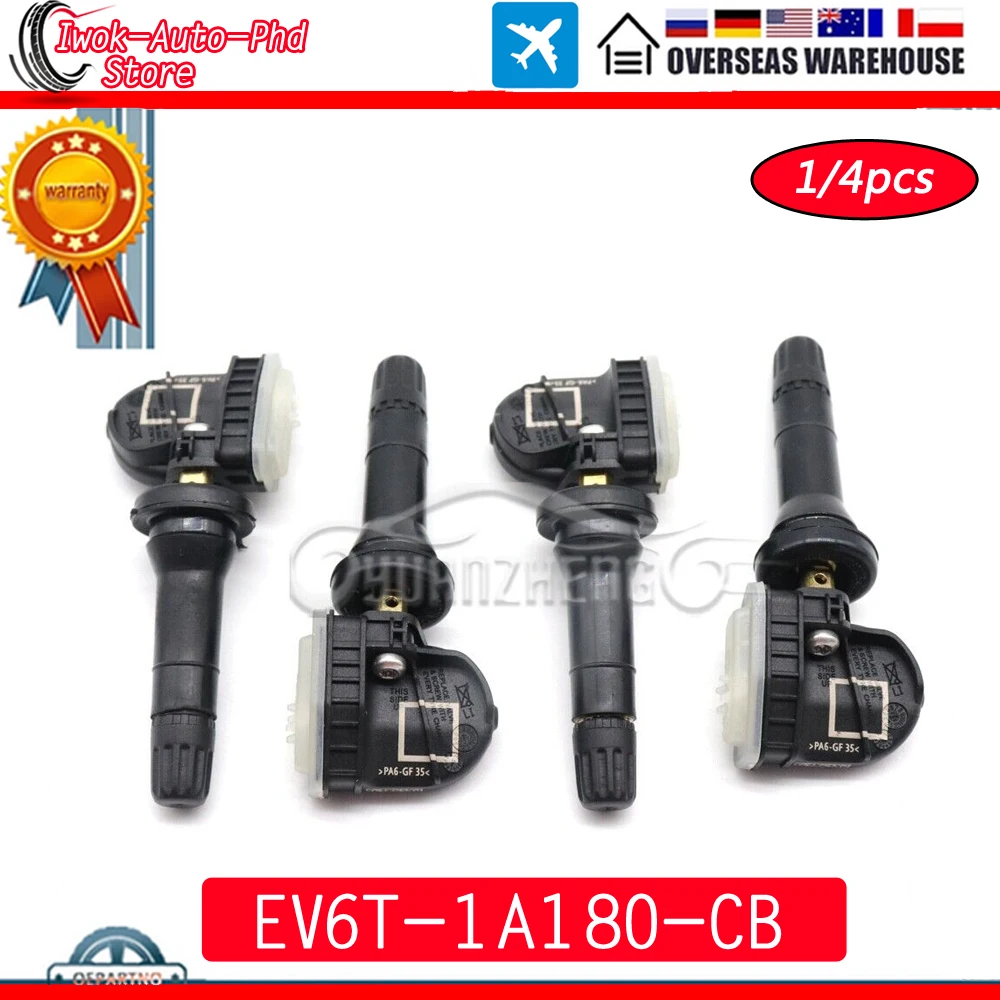 433 MHz Per Ford Focus Kuga Ford Mondeo Mk5 Ecosport TPMS MONITOR DI PRESSIONE DEL PNEUMATICO SENSORE EV6T-1A180-CB Sensore di Pressione Dei