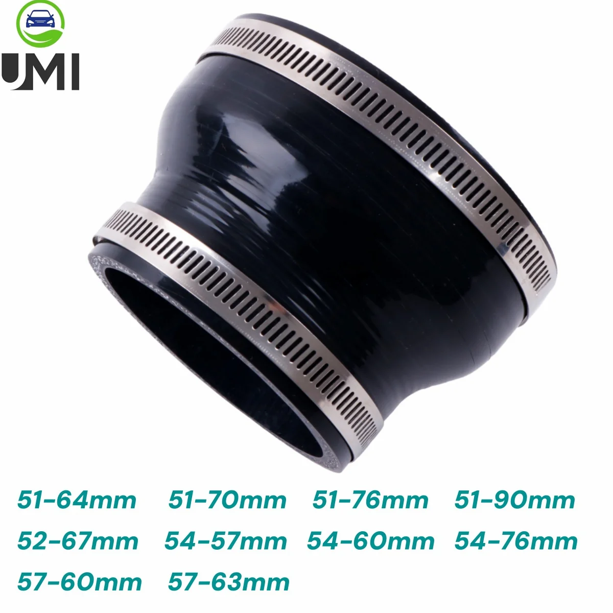 

1PC Straight Reducer Hose Universal Silicone Tube Coolant Intercooler Connector Pipe 51 52 54 57 60 63 64 67 70 76mm Gloss Black