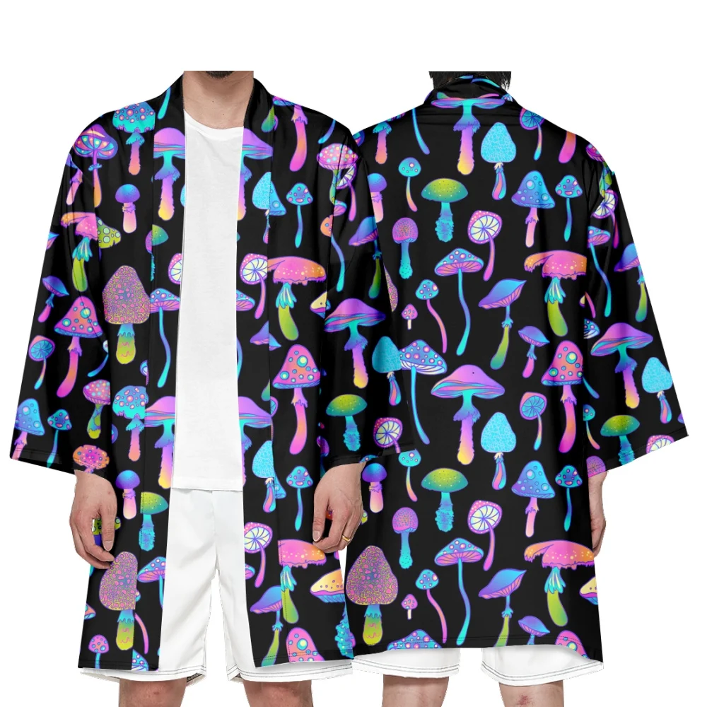 

Аниме Гриб Графика Юката Мужчины Женщины Модный Кардиган Длинная Блузка Хаори Оби Азиатская Одежда Harajuku Косплей Японское Кимоно