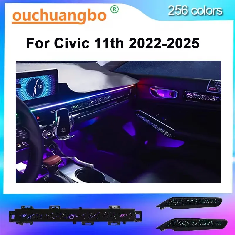 Ouchuangbo LED Ambient Light For Civic 11th 2022-2025 Environmental Lighting Atmosphere Lamp Backlight kit Dynamic Trim