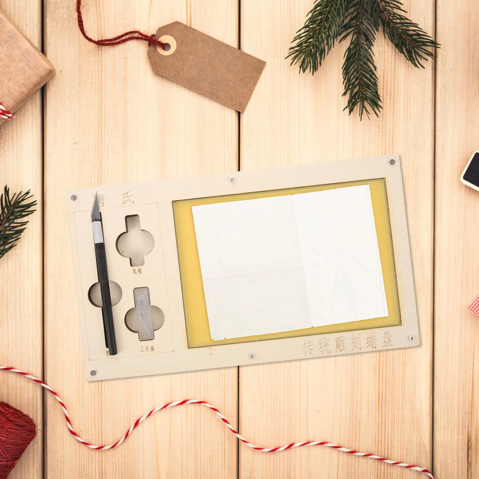 traditional-paper-cutting-carving-wax-plate-wooden-craft-cutting-board-stable-support-engraving-tray-art-creativity-tool-diy