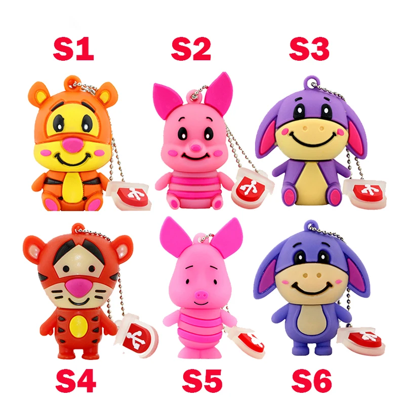High Speed 128GB Usb Flash Drive Cute Animal Pen Drive Donke Pig Tiger 4GB 32GB 64GB U Disk Creative Pendrive USB 2.0 Toys Gift