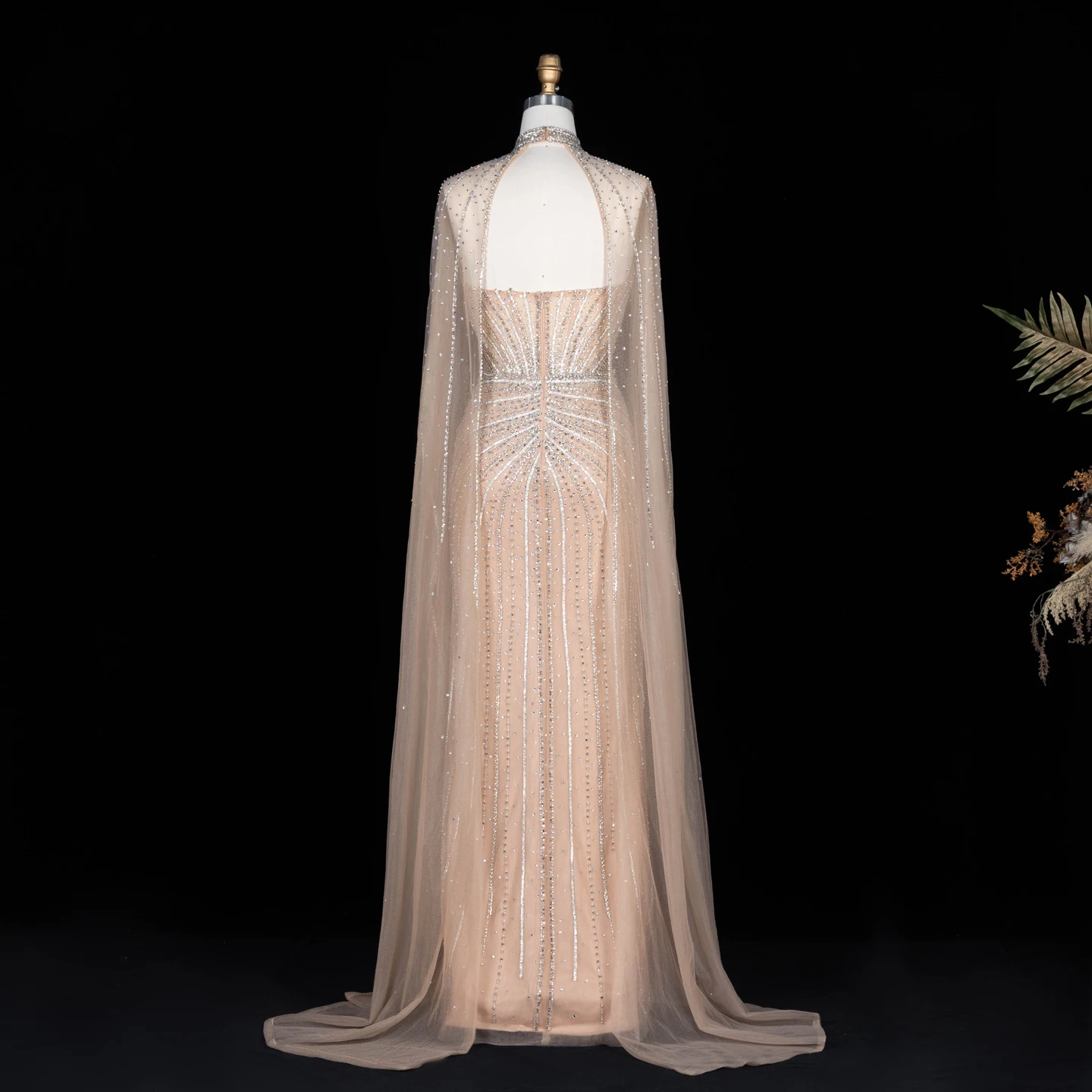 Sharon Said Luxuriöses Weinrotes Abendkleid mit Cape-Ärmeln, Lang, Rosa, für Damen, Hochzeit, Party, Ballkleider, Arabisch, SS156, Maßanfertigung – Detail 32