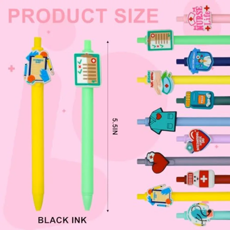 20 шт. милые ручки Nue, забавные аксессуары Nuing, гелевая ручка, набор черных чернил для медицинского помощника, предметы первой необходимости для студентов, подарки на неделю Nue