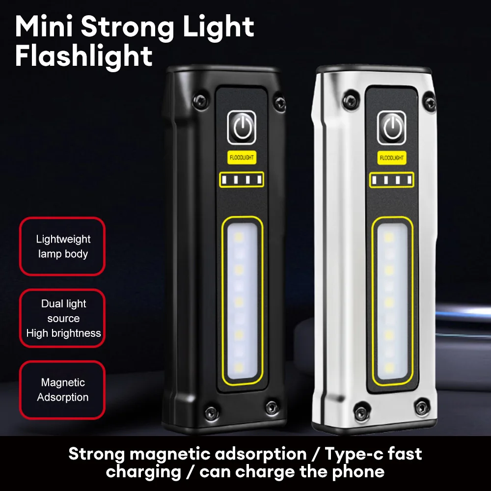 Powerful LED Flashlight Multi-function USB Rechargeable Waterproof Fishing Working Light with Magnet Emergency Flashlight