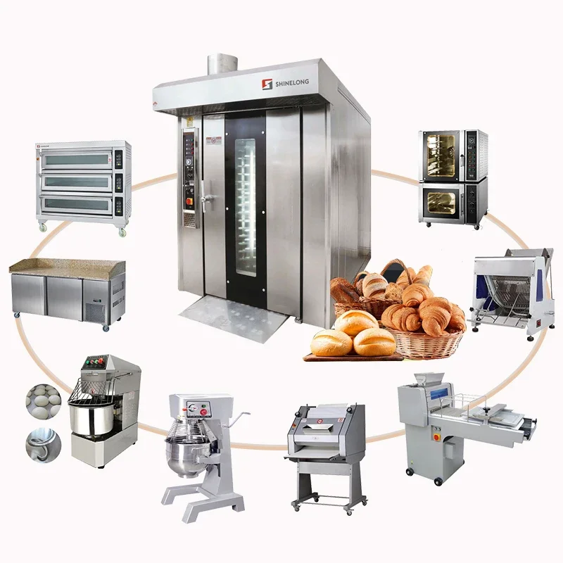 Guangzhou Bakery Equipment Electric Gas Baking Rotary Ovens Industrial Bread Making Machine