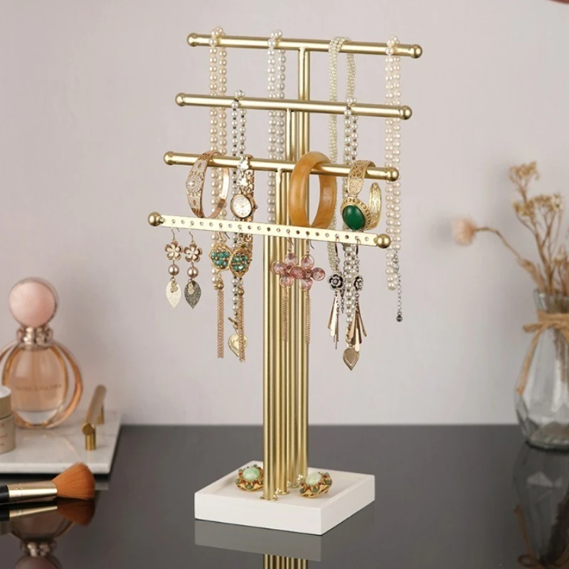 

Металлическая подставка для ювелирных изделий, модная стойка для безделушек, женская роскошная полка для демонстрации сережек, Т-образная подставка для ожерелий, держатель для дисплеев