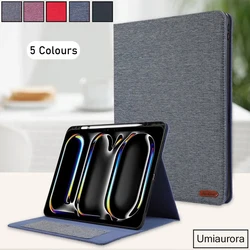 For IPad Pro 11 12.9 13 inch M2 M4 Air 4 5 10.9 2022 Air6 2024 Smart Pencil Holder Tablet Case Folio Stand PU Leather Cover Capa