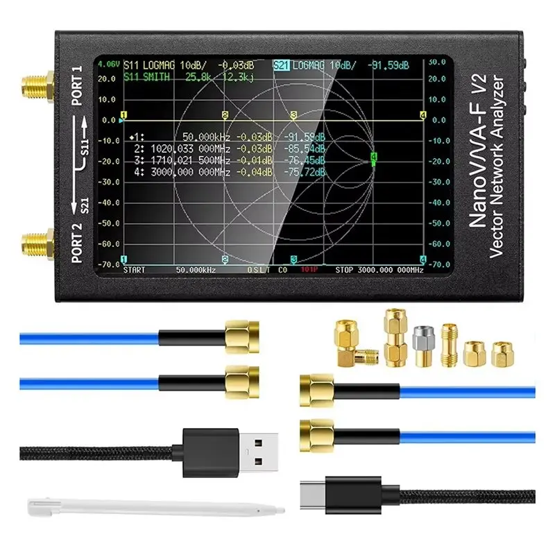 Nanovna-F V2 Vector Network Analyzer 50Khz-3Ghz VHF UHF Vna Antenna Measuring Tool 4.3
