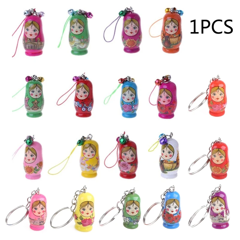 New Cute Russian Nesting Dolls Matryoshka Doll Keychain Phone Hanger Bag Gifts