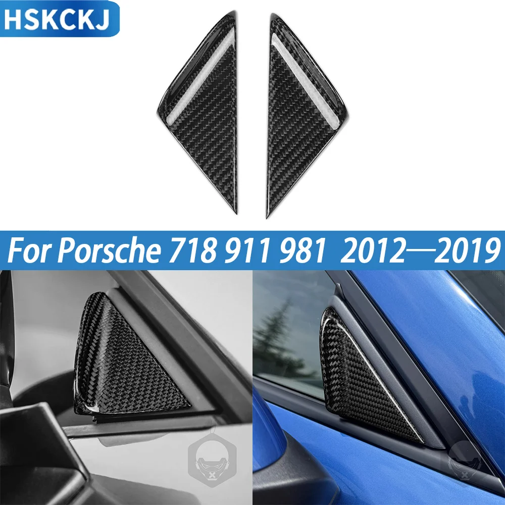 

For Porsche 718 911 981 Real Carbon Fiber Exterior Accessories Outer A-pillar Review Mirror Decorative Panel Hardware Sticker