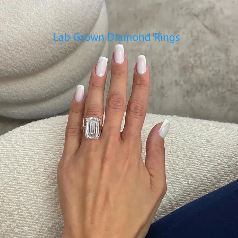 8Ct Emerald-Cut EF VS‑VVS CVD HPHT Lab Grown Diamond IGI Platinum950 Solitaire Wedding Ring Fine Bridal Jewelry Rings For Women