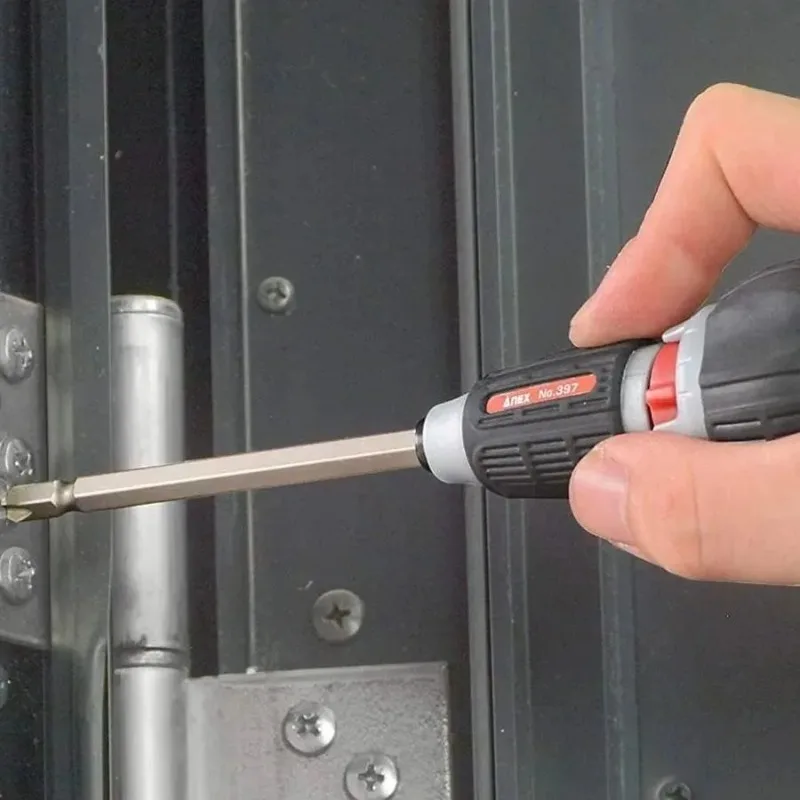 ANEX Japan 1/4" Ratchet Screwdriver, Strong Magnetic Double-ended Bits (PH2/SL6) Ball Handle NO.397-H/397-D view 4