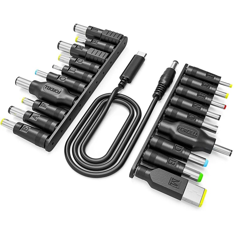 Kit adaptor Laptop, USB-C ke kabel DC + 19 adaptor untuk Acer, untuk Asus, untuk Lenovo, untuk Toshiba, untuk DELL, untuk HP, untuk Samsung