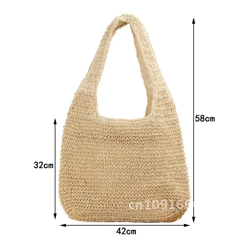 Fashion Straw Women Shoulder Bags Paper Woven Female Handbags Large Capacity Summer Beach Straw Bags Casual Tote Purses