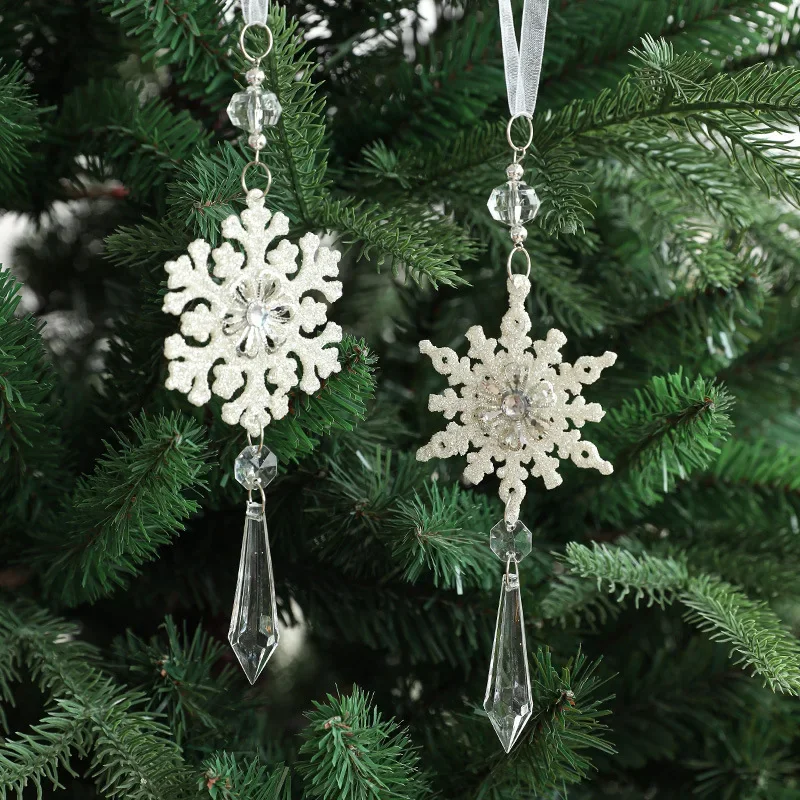 3Pcs Christmas Pendant Snowfake Ornaments Acrylic Hanging Pendants Christmas Xmas Tree Decor Party Prop New Year Winter Party