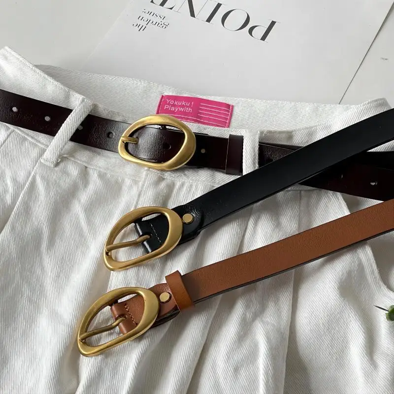 

Модный женский кожаный ремень с геометрической пряжкой, простой ремень для платьев, модный аксессуар