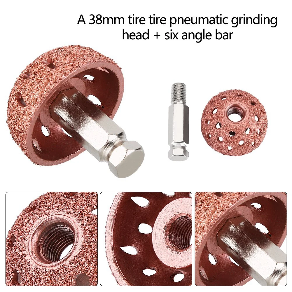 Grinding Tools 38mm Tire Repair Grinding Head Coarse Grit Buffing Wheel with Linking Rod Tire Buffing Wheel Tire Repair Tools