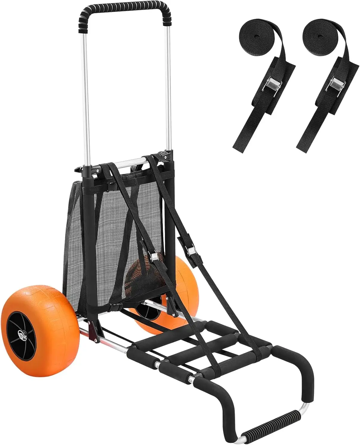 

Heavy-Duty Folding Sand Cart with Big Wheels, Adjustable Height 27"-44.7", 165LBS Capacity for Beach Use
