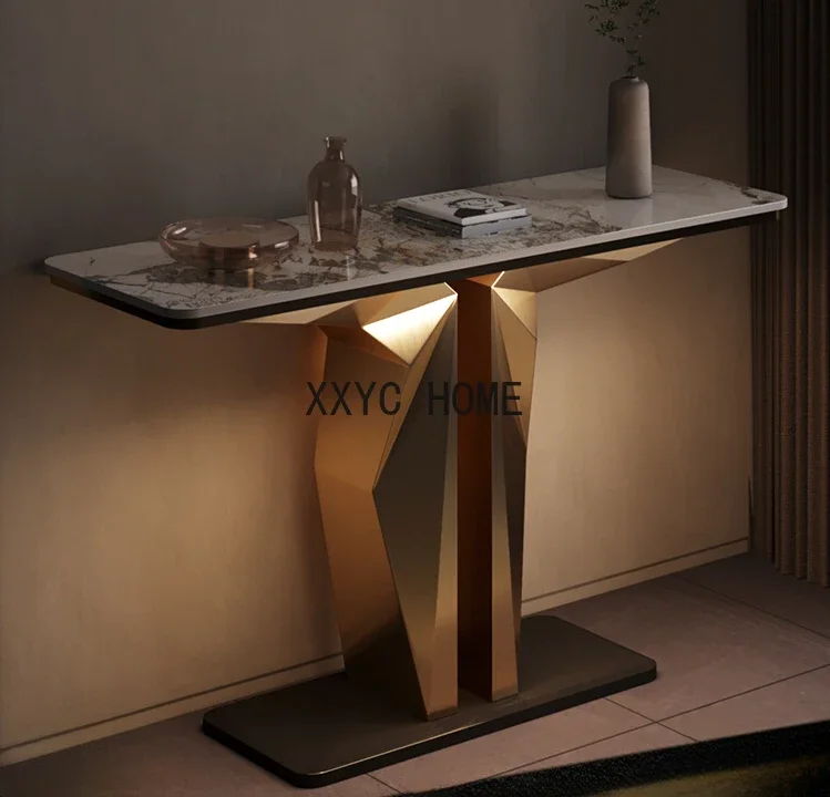 

Легкие роскошные домашние консольные столы, настенный длинный узкий стол, вилла, гостиная, ультра узкий современный минималистичный входной коридор