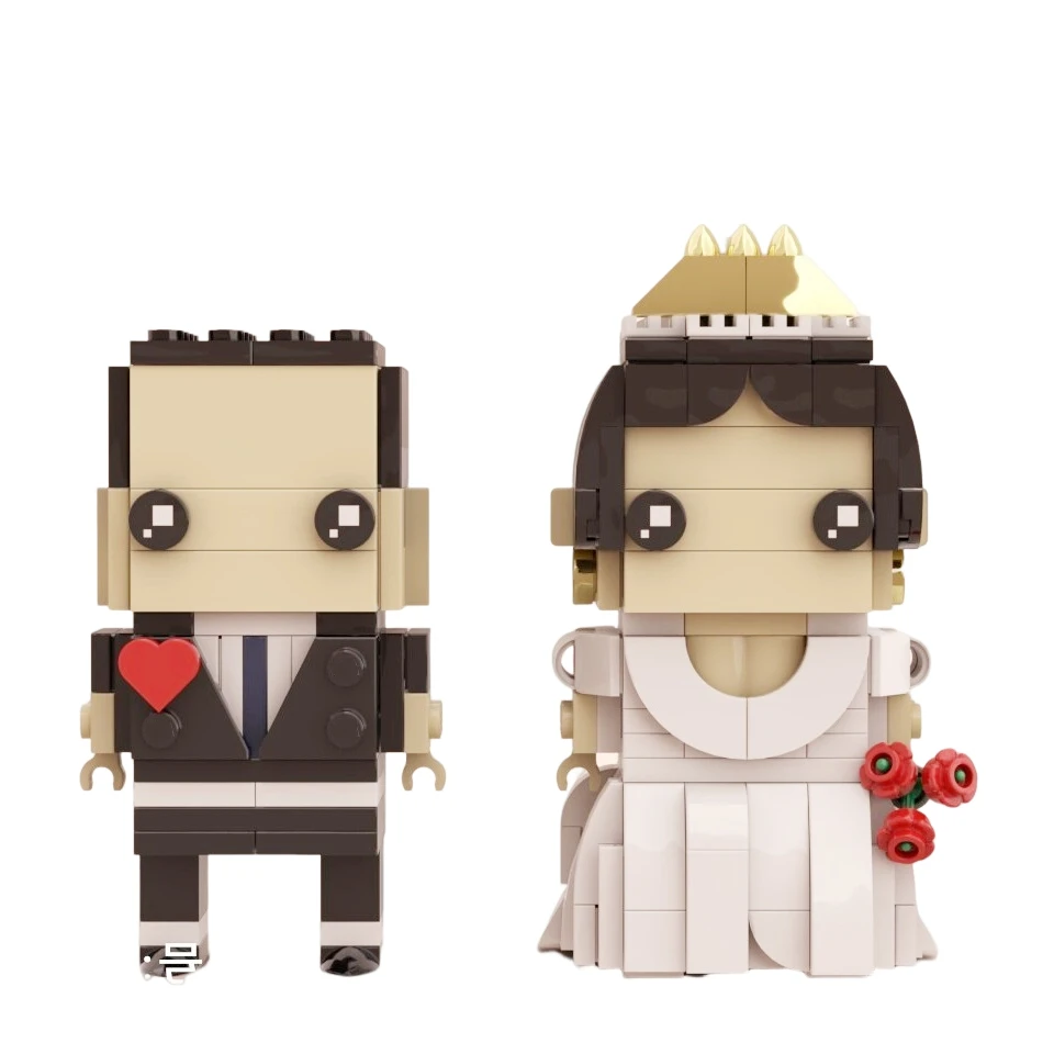 

Love Marry Anniversary Gift Bride And Groom BRICKHEADZ Building Blocks Mini Action Figure Toys