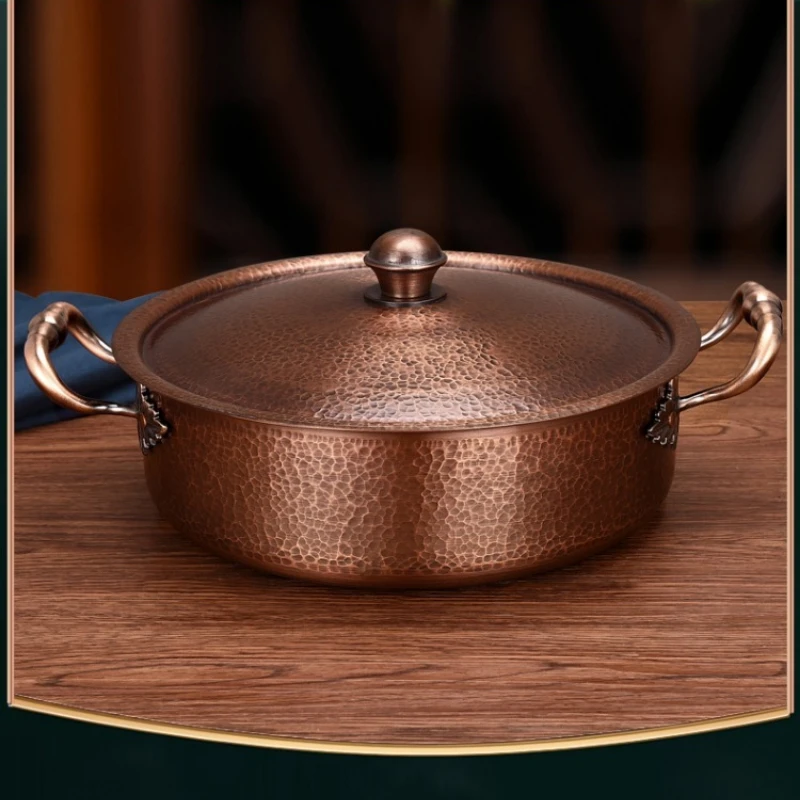 

Induction Cooker Compatible Copper Hotpot, Flat Bottomed Double-Flavor Pot, Manual Special, Versatile Cookware