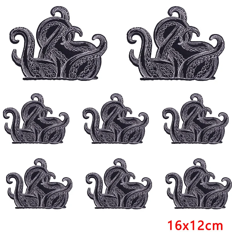 10 PCS/Lot Wholesale DIY Punk Style Octopus Legs Embroidery Patch Iron On Patches For Clothing Thermoadhesive Patches On Clothes