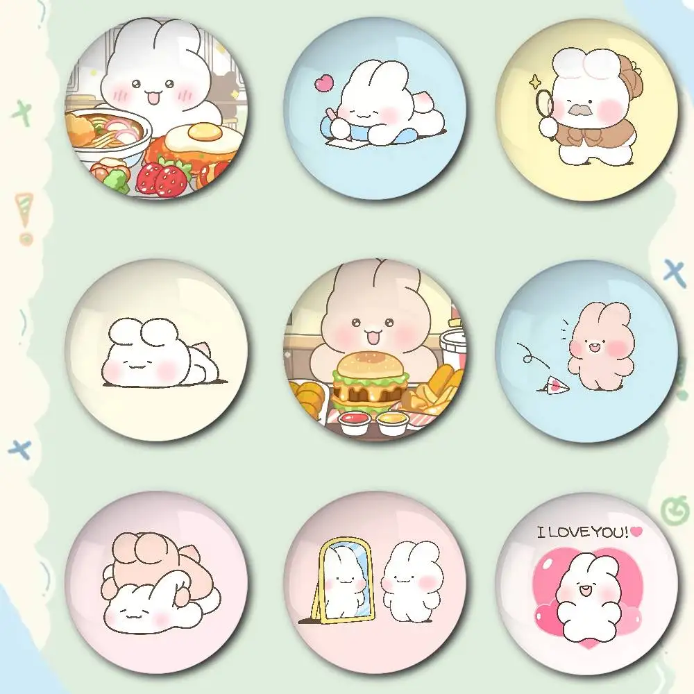 S-Shuya Bunny Premium Tinplate Round Lapel Pins: Cute Badge Brooches For Shoulder Bag Accessories, Souvenir Gifts