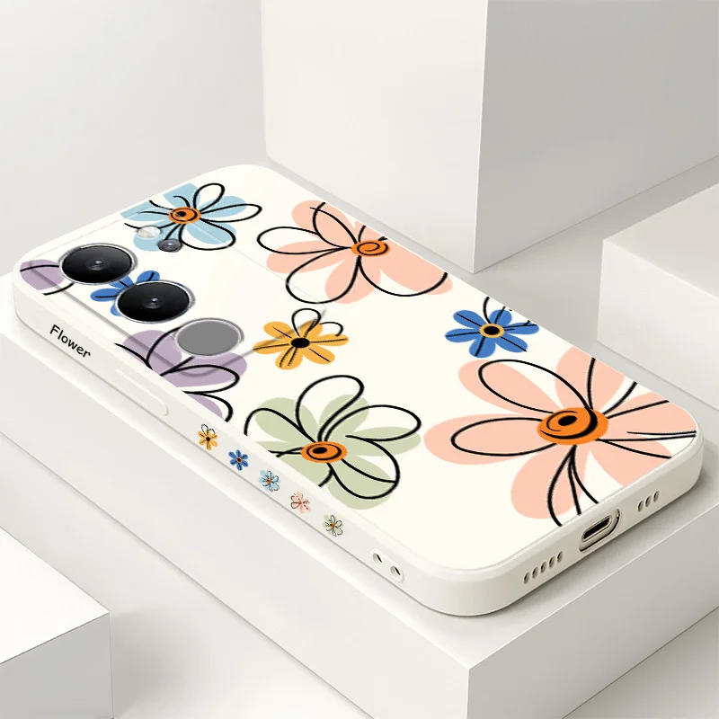 

Hoop Flower Phone Case For VIVO V50 V40 V30 V29 V29E V27 V27E V25 V25E V23 V23E V21 V20 Y20 Y12 Y21 Y22 Y50 Y35 Y76 Pro 4G 5G