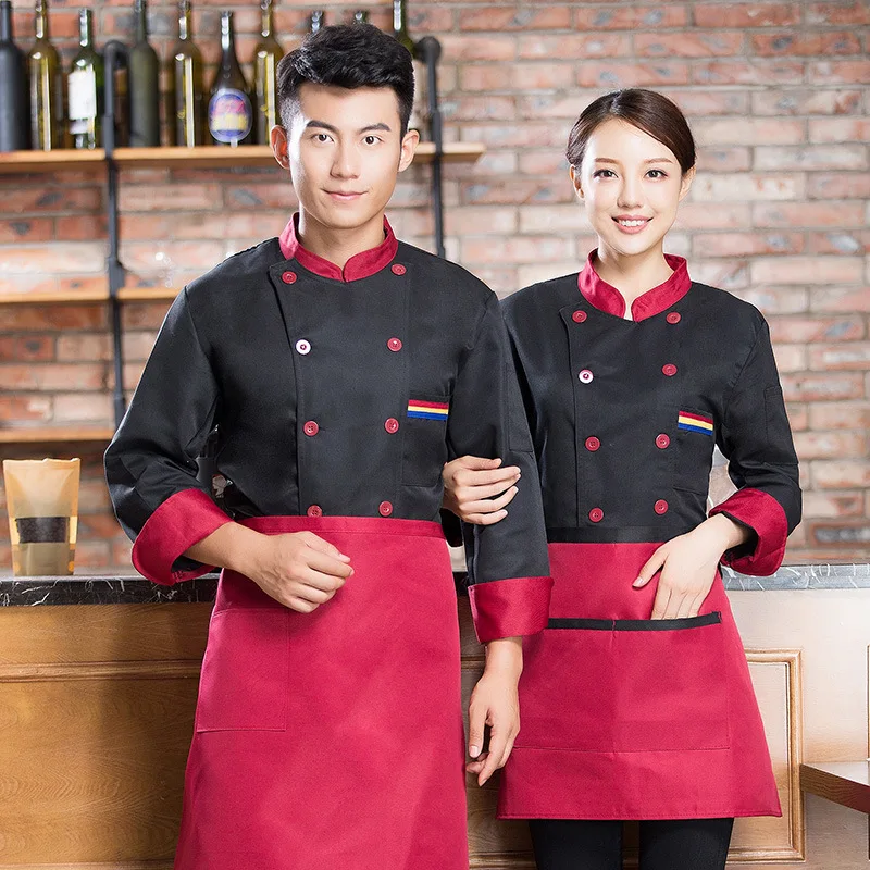 Novel Dingheng Chef Overalls Long Sleeve Autumn and Winter Clothes Hotel Kitchen Dining Restaurant Canteen Restaurant for Men an