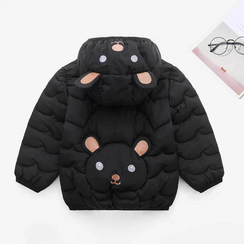 2 3 4 5 Years Autumn Winter Girls Jackets Cute Bear Keep Warm Fashion Boys Coat Hooded Zipper Baby Outerwear New Kids Clothes