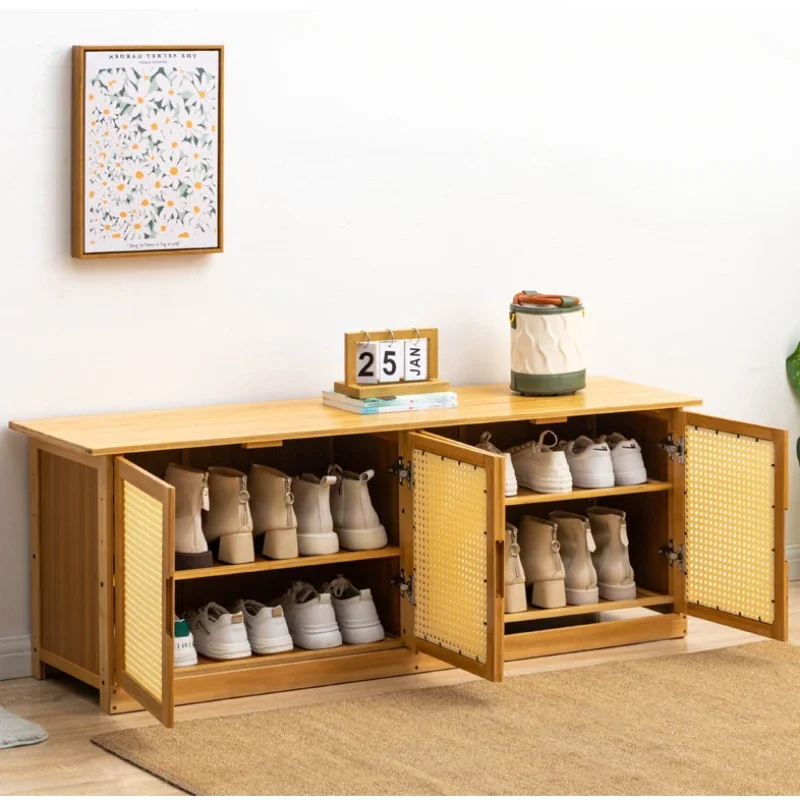 الحد الأدنى خزانة خذاء من الخيزران تنفس شبكة رف الأحذية الحديثة الغبار دائم التخزين المنظم توفير المساحة أثاث المنزل