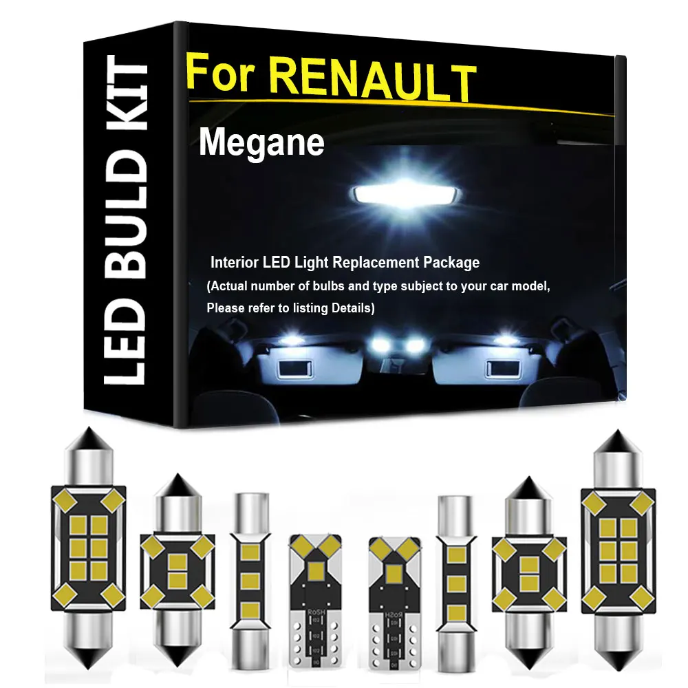 Kit de Luzes LED para Interior de Carro para RENAULT Megane 1 2 3 4 CC Hatchback Saloon Estate Coupe Cabriolet 1995-2018 Acessórios