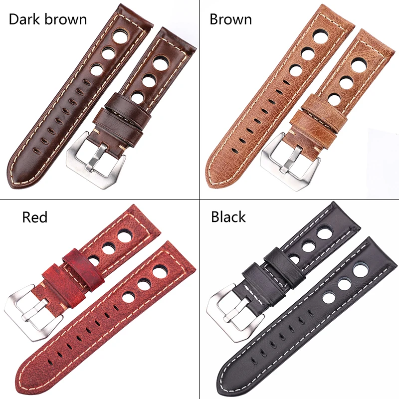 Cowhide Watch Strap Bracelet Vintage Genuine Leather 20mm 22mm 24mm Watchband Women Men Fashion Watch Band Belt With Pin Buckle