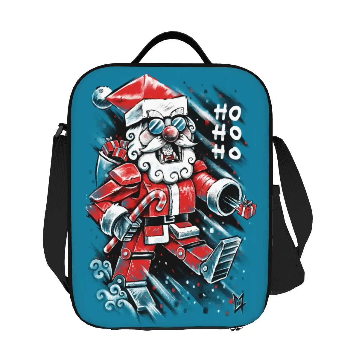 Robot Santa Claus Insulated Lunch Bag for Women Merry Christmas Gift Xmas Cooler Thermal Lunch Tote Office Work School