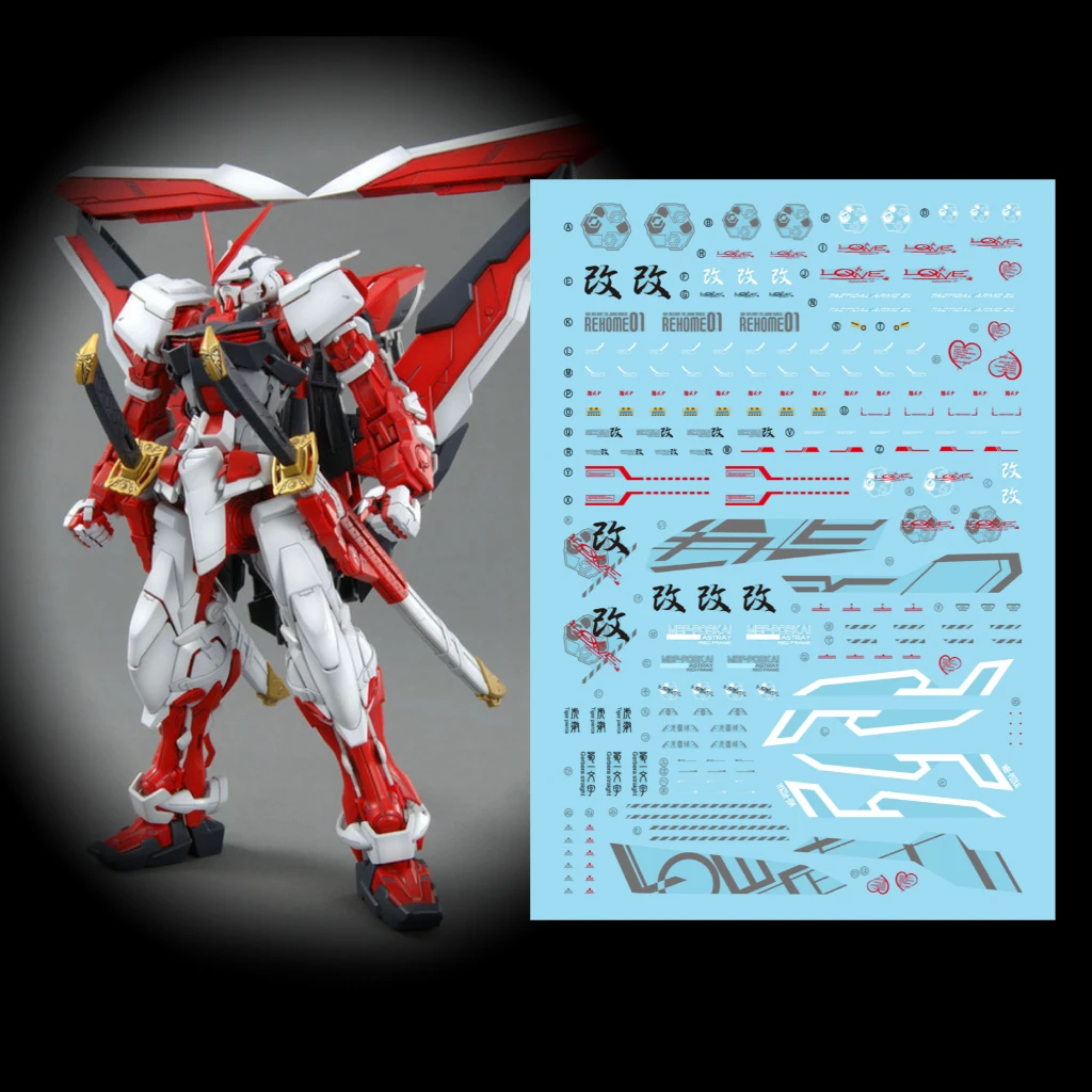 Flaming Snow Water Sticker MG-14 MG Astray Red Frame Assembly Model Building Fluorescent Decal Tools Hobby DIY