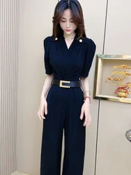 2024 New Arrival Fashion Workout Sexy V-neck Buttons Fitness Sports Romper Jumpsuit for Women Summer Ladies Fmelae