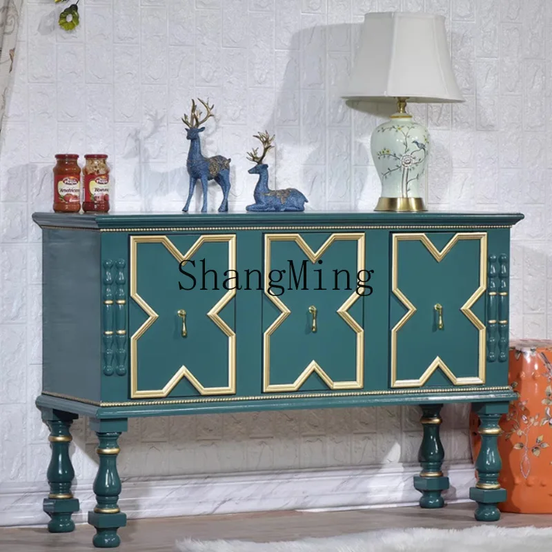 

ZYY light luxury entrance cabinet small apartment living room solid wood locker simple gold foyer display cabinet