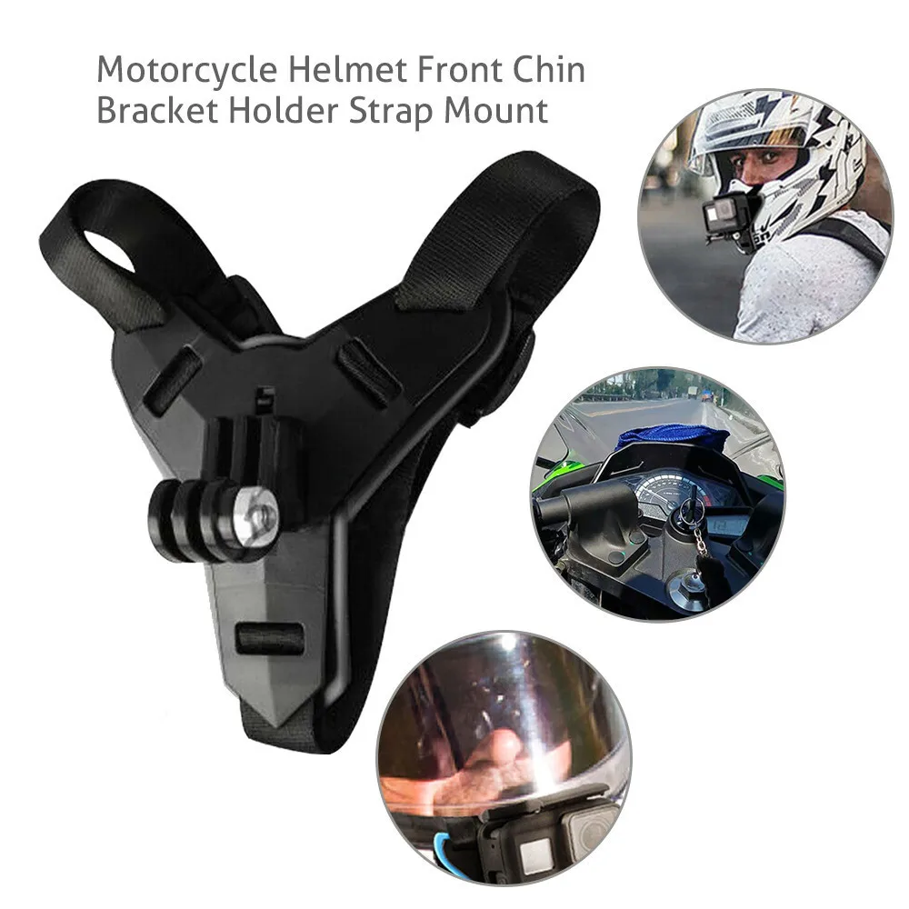 Motorcycle Helmet Chin Strap Mount For GoPro Hero 12 11 10 9 8 5 6 7 SJCAM SJ4000 AIR DJI EKEN AKASO Action Camera Accessories