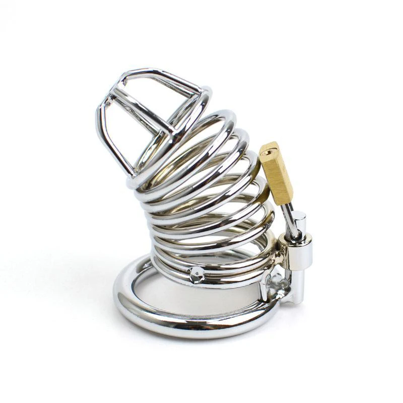 Male Chastity Cage Devices Stainless Steel Cock Cage Male Steel Belt Bird Metal Cage Cock Lock Restraint Ring Sex Toy For Men